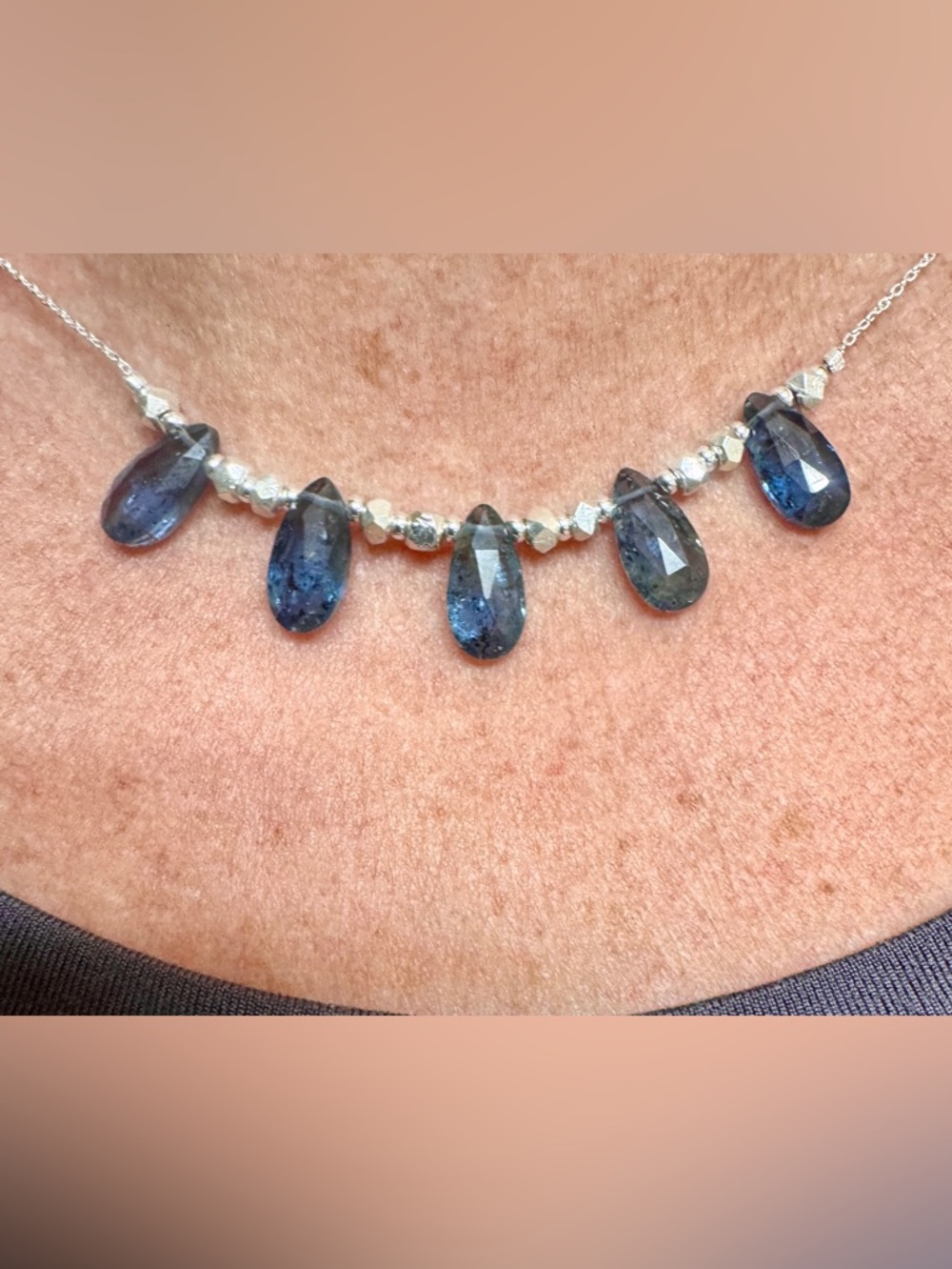 Sterling Silver Teal Kyanite Teardrop Necklace - Women Jewelry